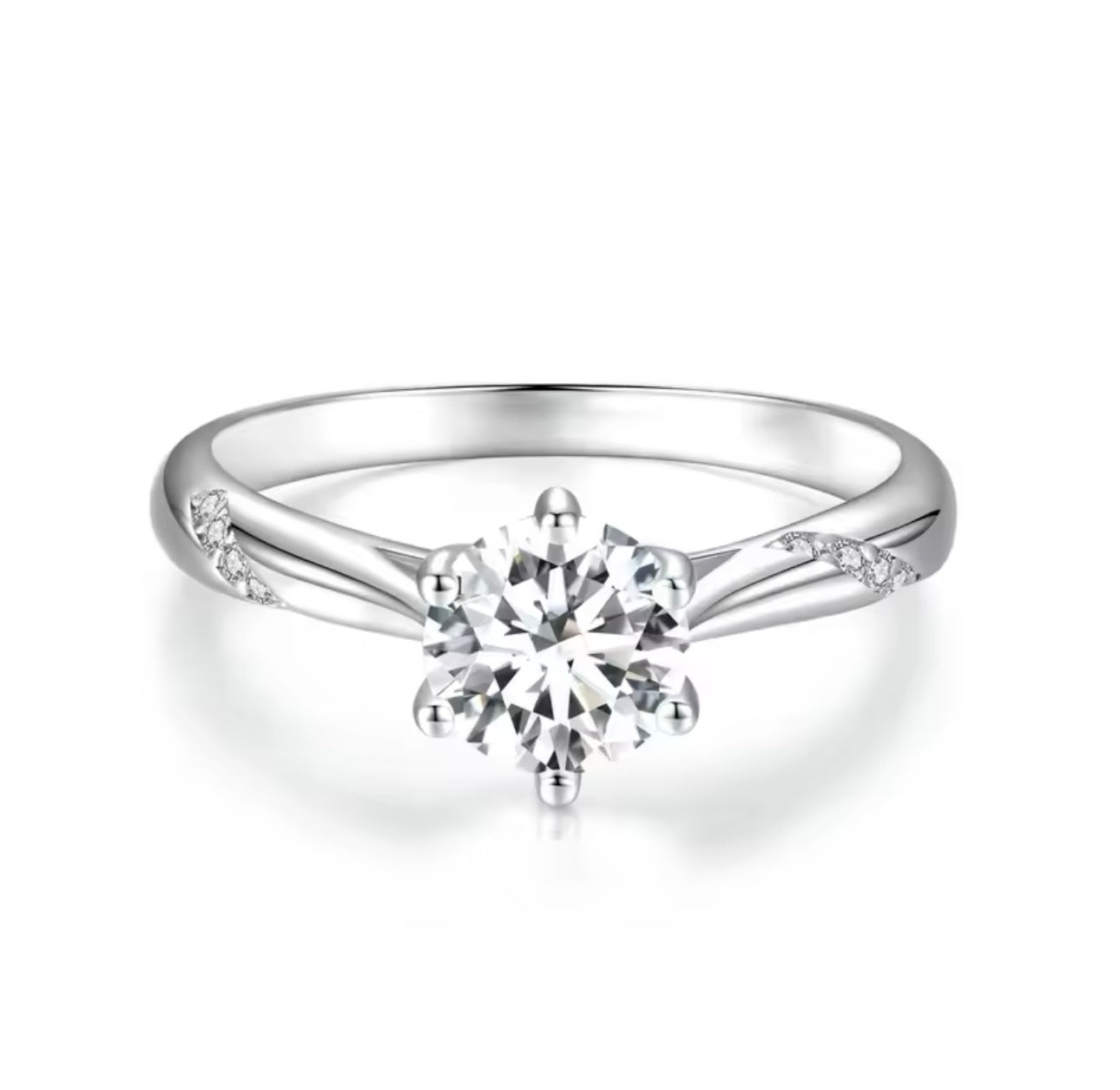 1CT Round Moissanite Solitaire Ring