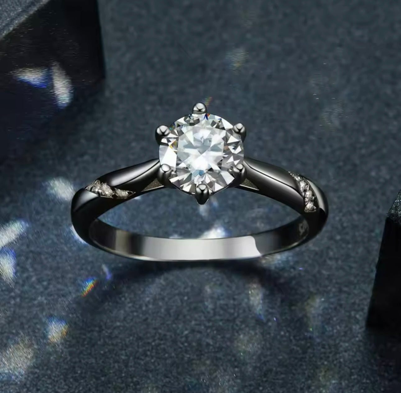 1CT Round Moissanite Solitaire Ring