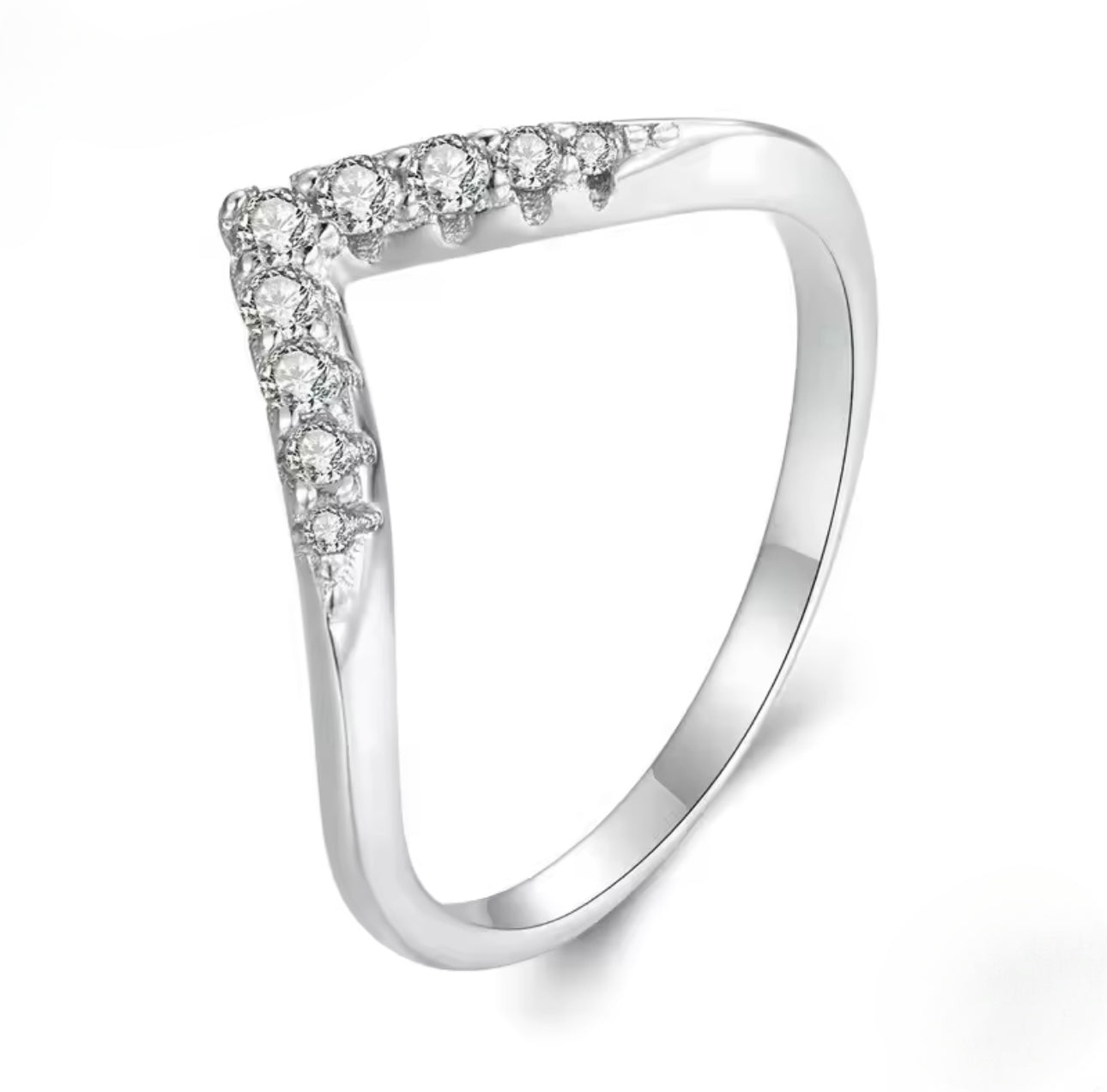 Delicate Moissanite Lab Diamond Ring, 925 Silver