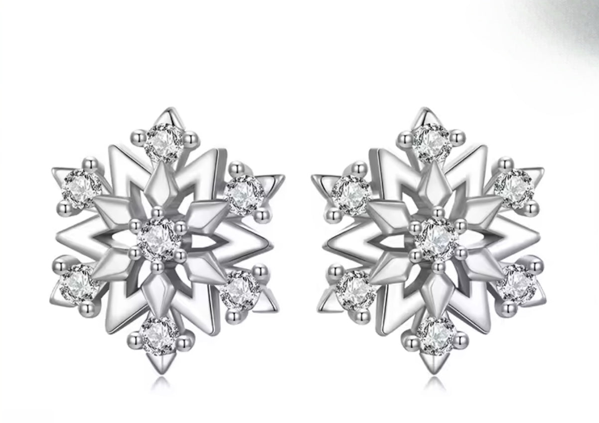 Silver Snowflake Stud Earrings