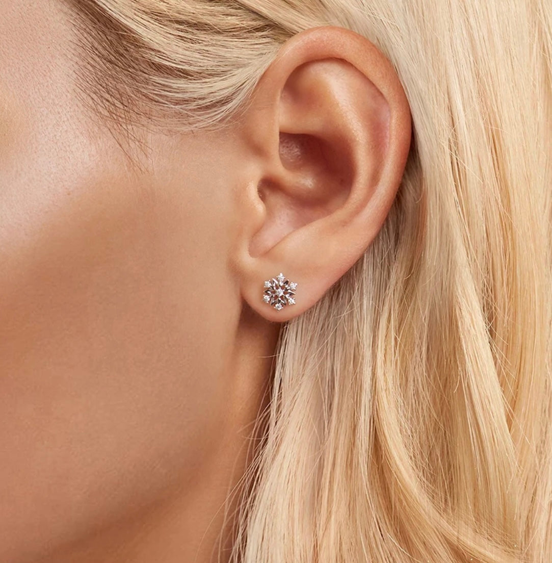 Silver Snowflake Stud Earrings