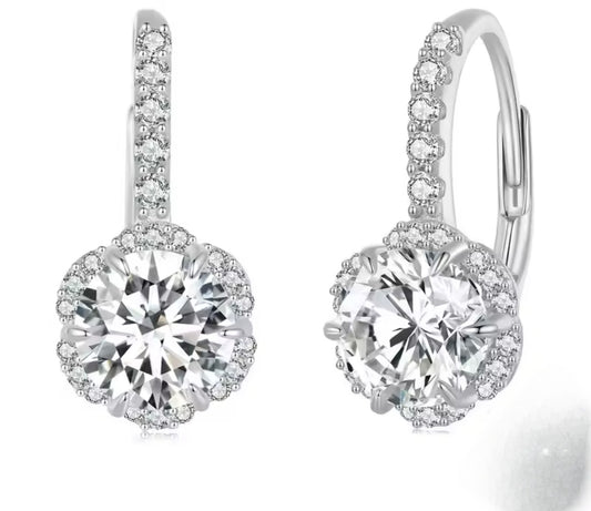 1CT Moissanite 925 Silver Hoop Earrings