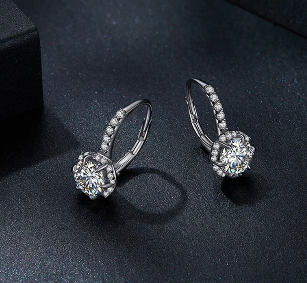 1CT Moissanite 925 Silver Hoop Earrings