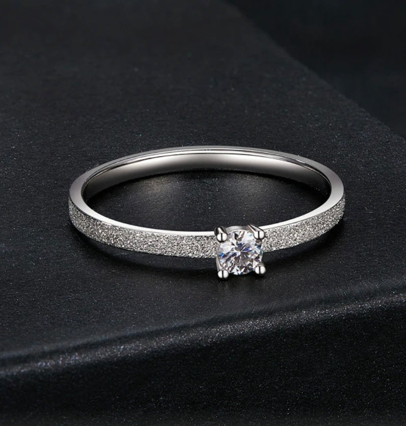 Silver Moissanite Engagement Ring