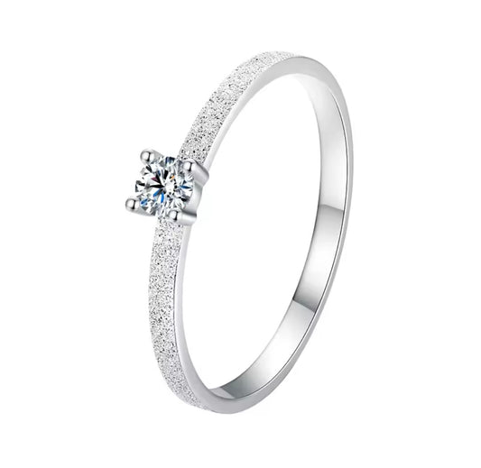 Silver Moissanite Engagement Ring