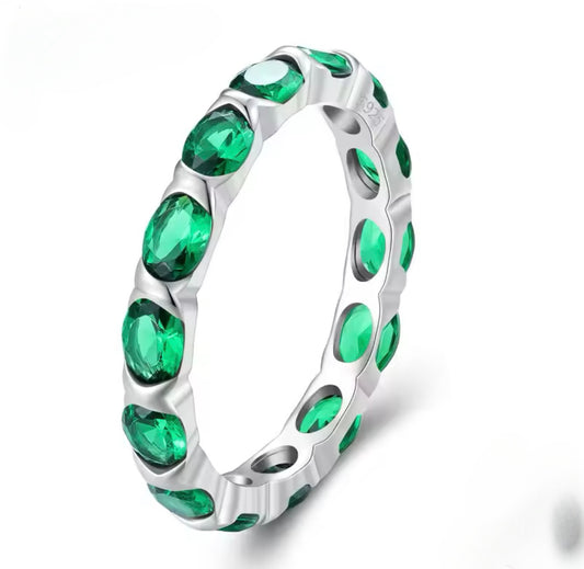 Silver Green Spinel Ring