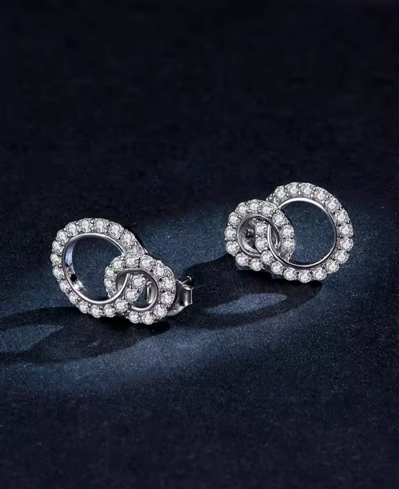 Sterling Silver Zircon Double Circle Earrings