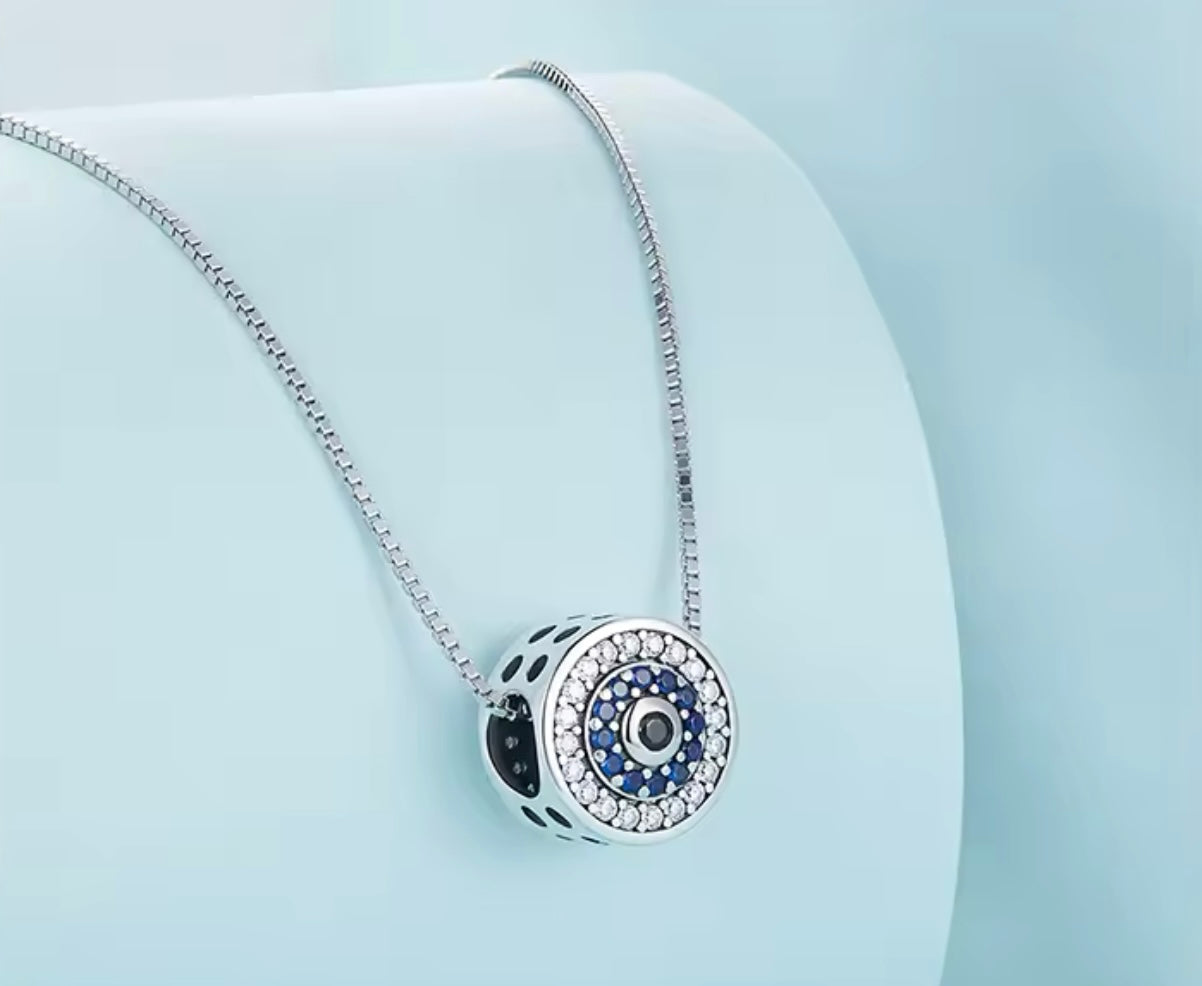 Blue Crystal Evil Eye Necklace