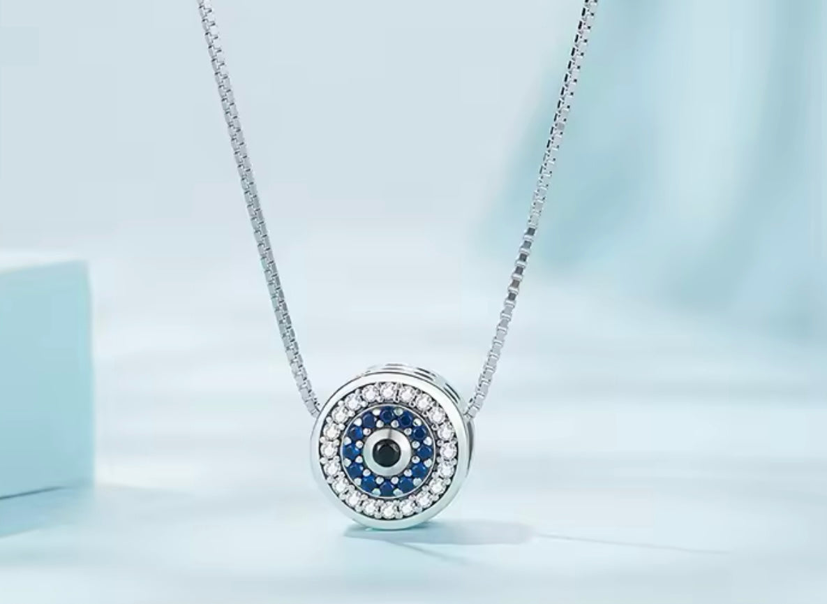 Blue Crystal Evil Eye Necklace