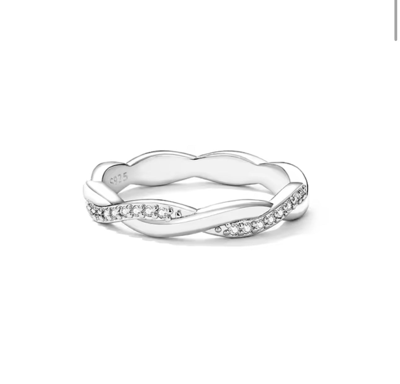 925 Sterling Silver Twisted CZ Eternity Ring